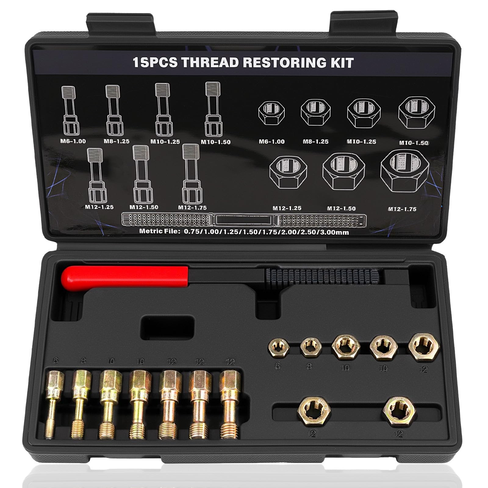 Aikyciu 15-Piece Metric Thread Chaser Set, M6 M8 M10 M12
