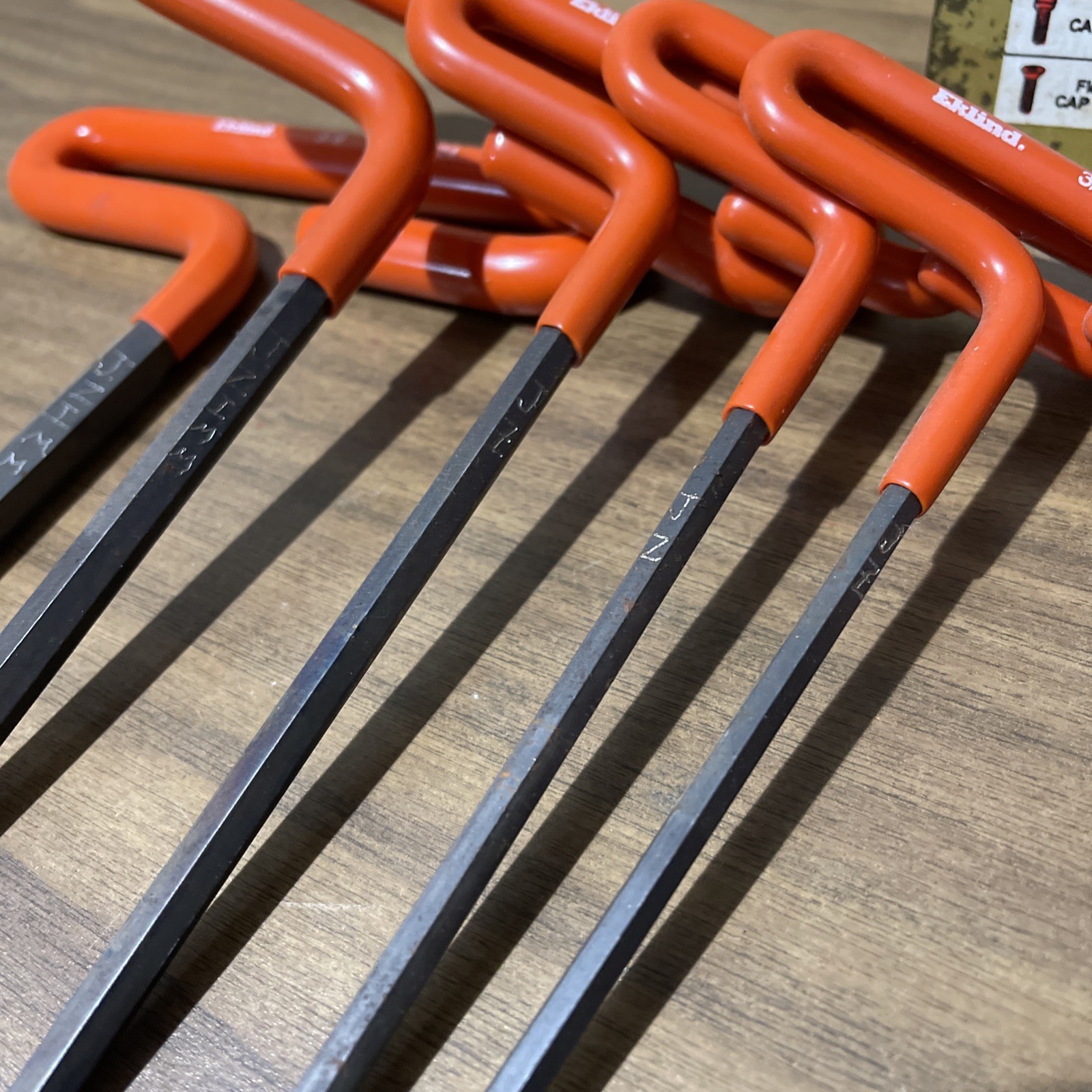 Vintage Eklind Tool 53610 10 Piece ~6″ SAE Cushion Grip T-Handle Hex Key Set