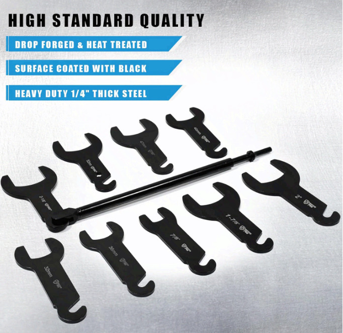 10Pc Pneumatic Fan Clutch Wrench Set for Ford, GM & Jeep