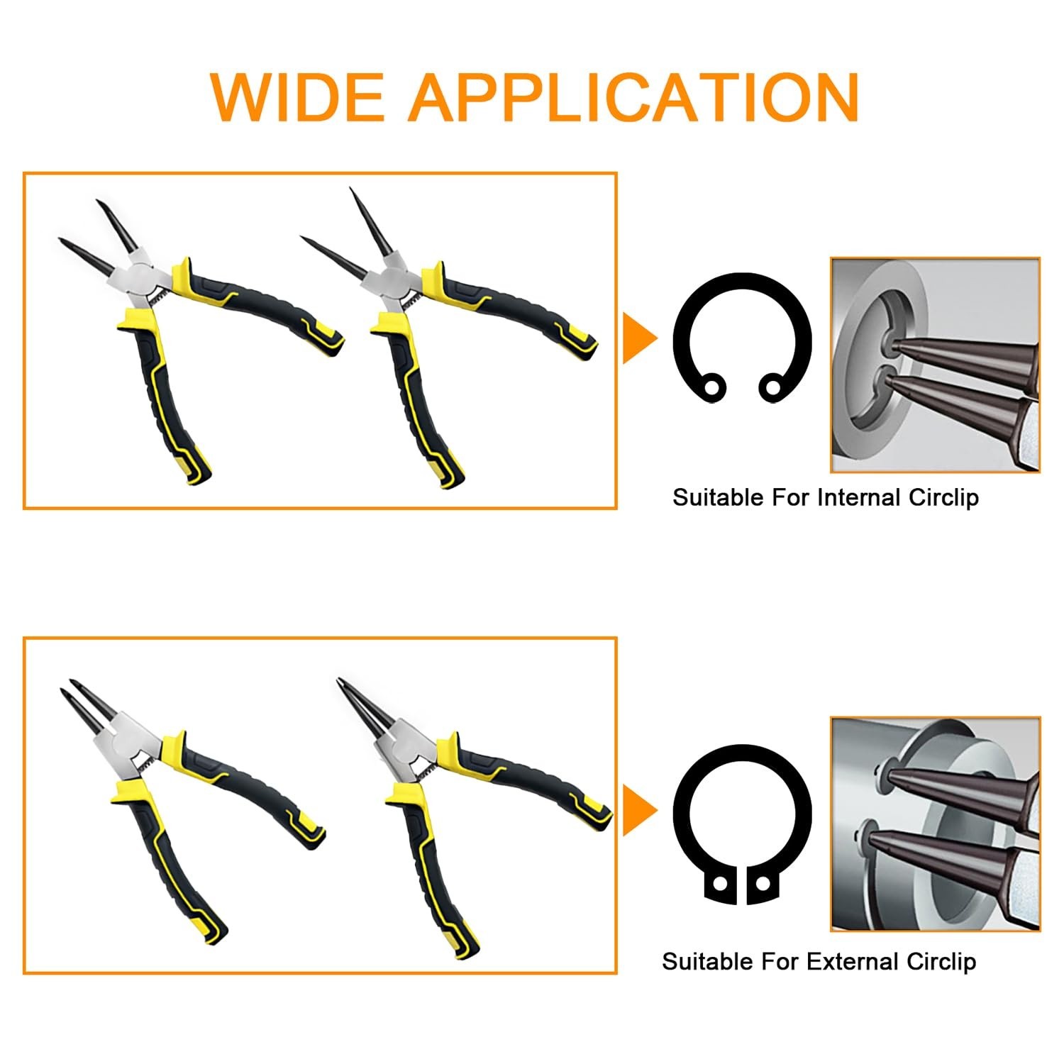 4 Pcs 7-Inch Snap Ring Pliers Set – Heavy Duty Circlip Tool Kit for Internal/Ext