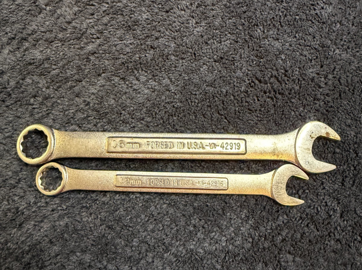 2 – Craftsman VA Metric Combination Wrenches 15mm 12mm see pictures