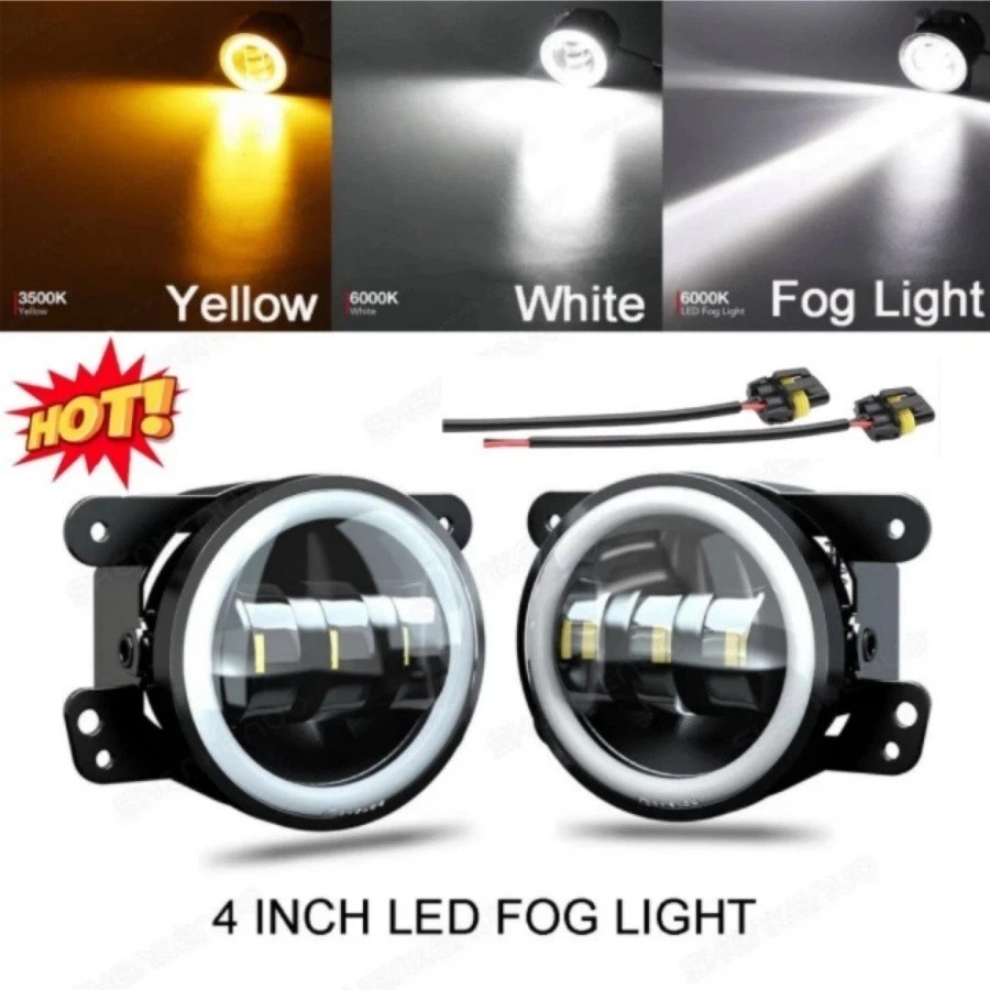 Pair 4″ Inch Bumper LED Halo Fog Lights For Jeep Grand Cherokee 2011 2012 2013❤️