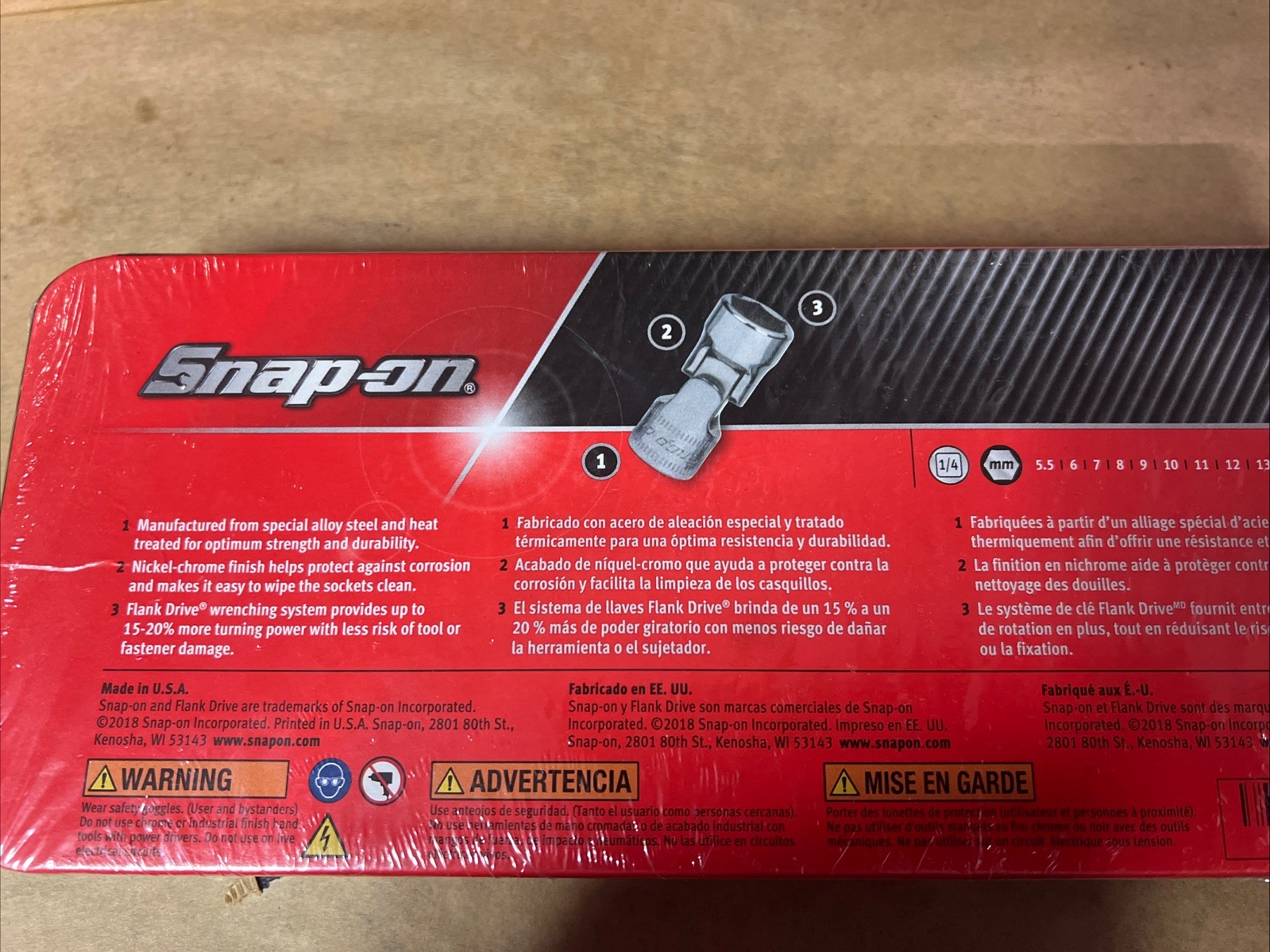 Snap-On 1/4” 11pc Metric Universal Socket Set Brand New