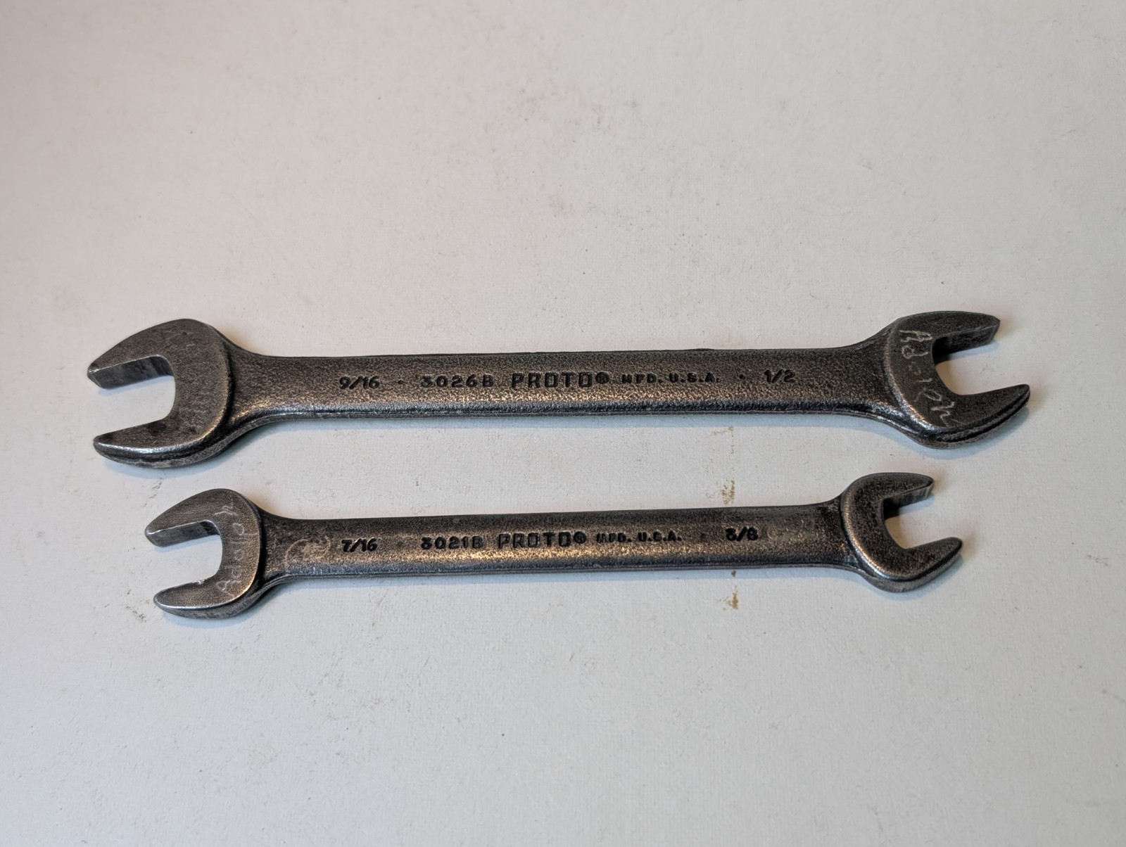 Vtg Proto Prof USA Double Open End Wrench X 2 Lot 9/16″-1/2″ & 7/16″-3/8″