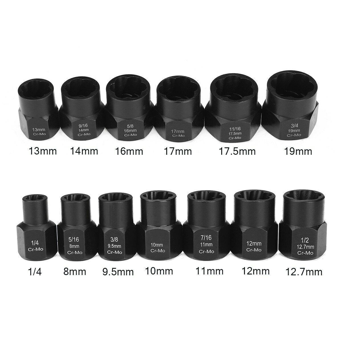 Impact Bolt Extractor Set Nut Remover Set Stripped Extraction Socket Tools 13PCS