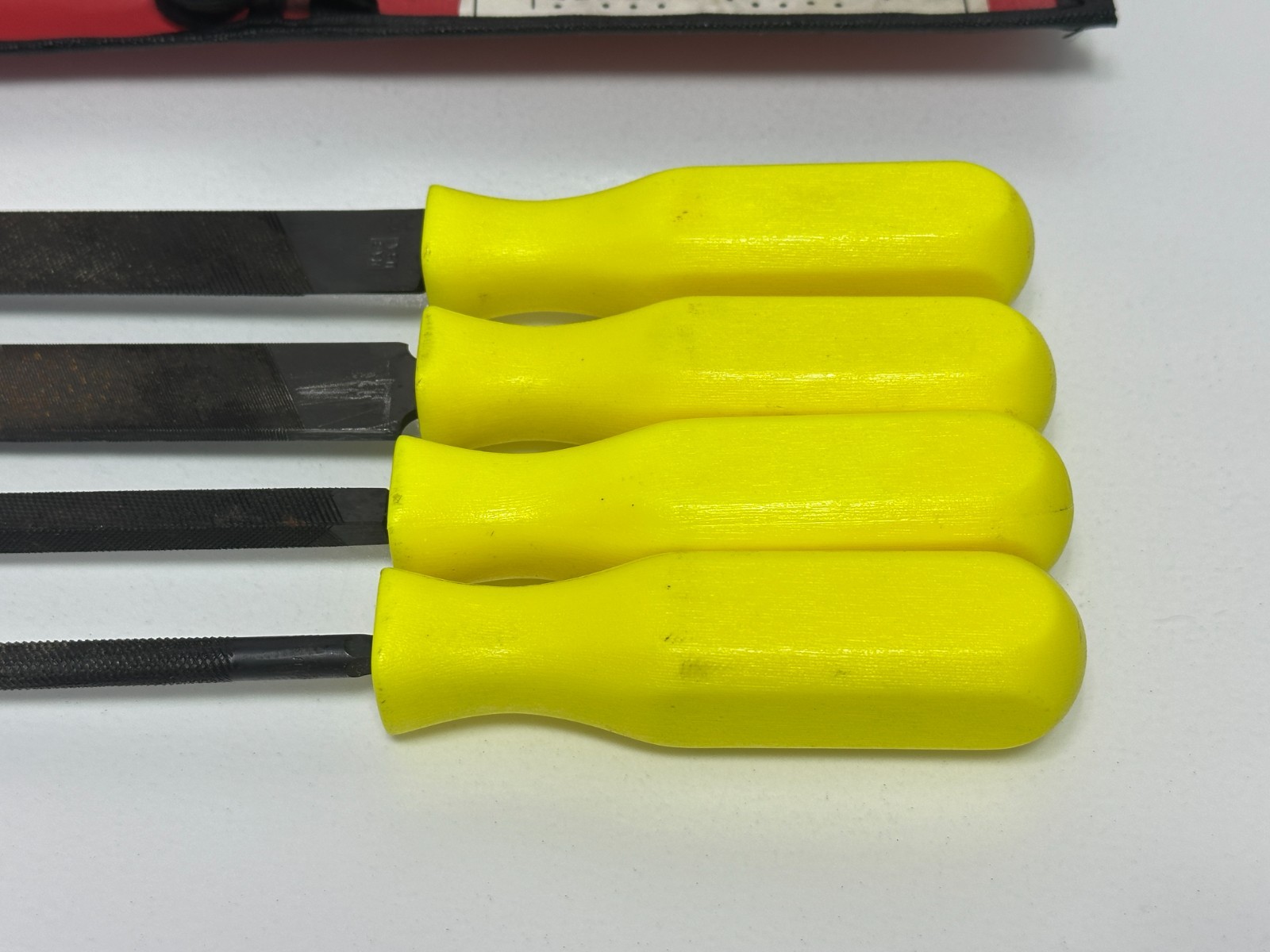 🇺🇸 MAC Tools USA 4pc File Set, 12” Long, Hi-Viz Hard Handle, SCBF4AK, Kit Bag