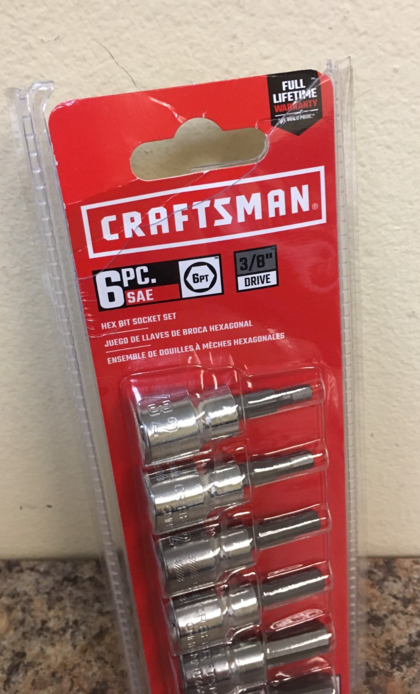 Craftsman 2886042 3/8 in. drive SAE 6 Point Hex Bit Socket Set 6 pc