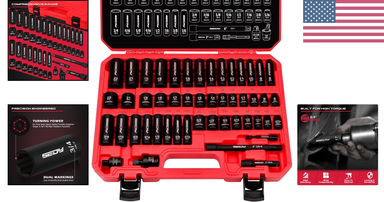Precision Engineered 49-Piece Impact Socket Set – Standard and Deep Sizes