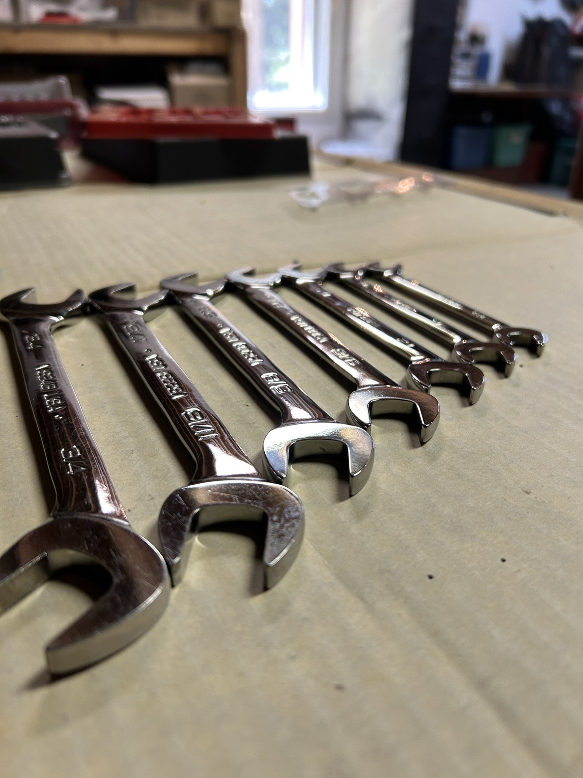 Snap-on 7 pc SAE Four-Way Angle Head Open-End Wrench Set (3/8–3/4″)