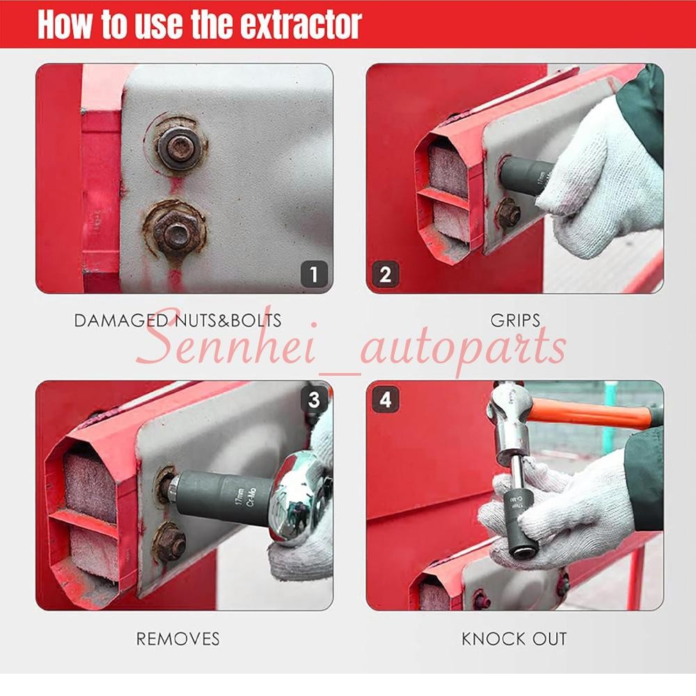 ABN Twist Socket Set Lug Nut Remover Extractor Tool- 5PC 1/2″Dr.Twist Socket Set