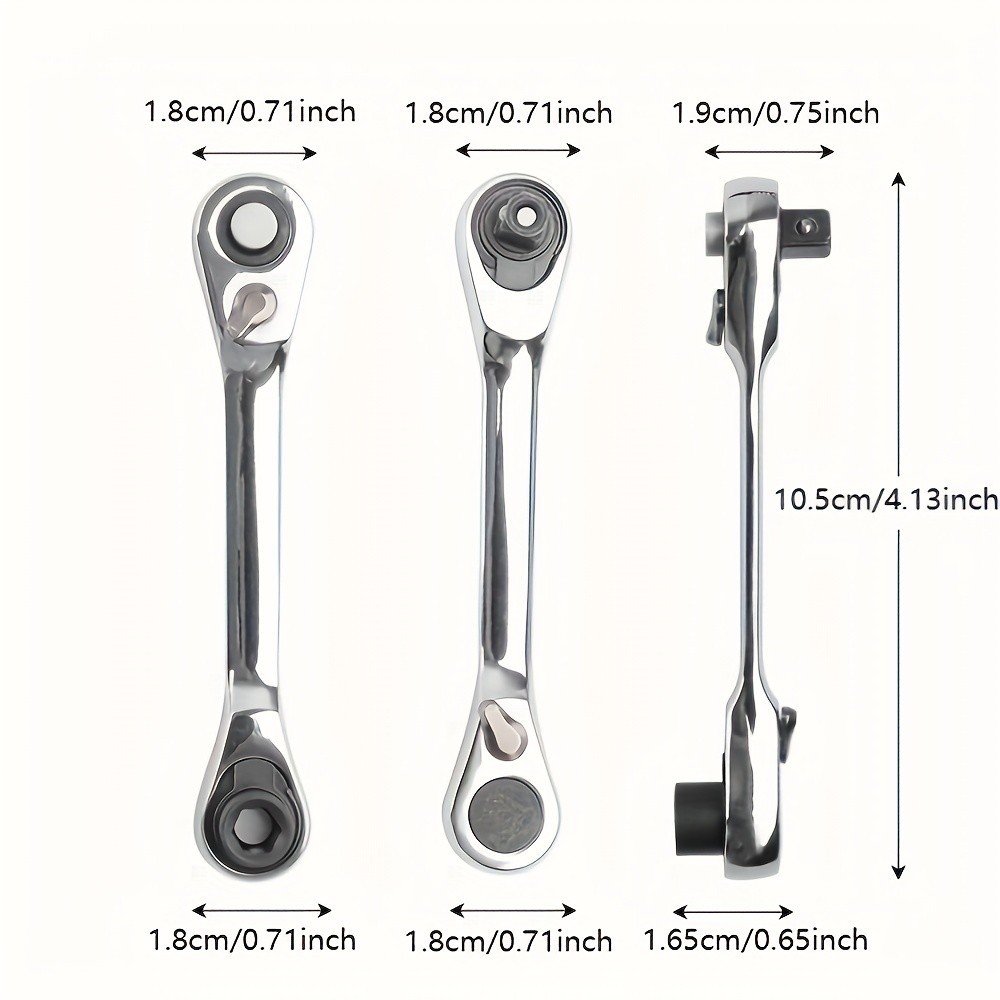 72-Tooth Dual Head Mini Ratchet – 2-in-1 Quick Release Right Angle Wrench 1/4″ D
