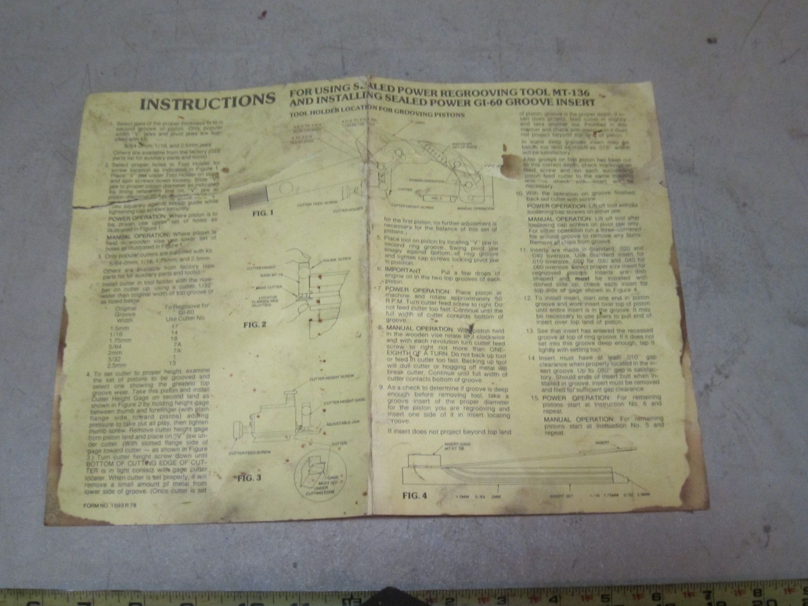 Sealed Power Piston Regrooving Tool MT-136, w/ GI-60 insert/Instructions, Used
