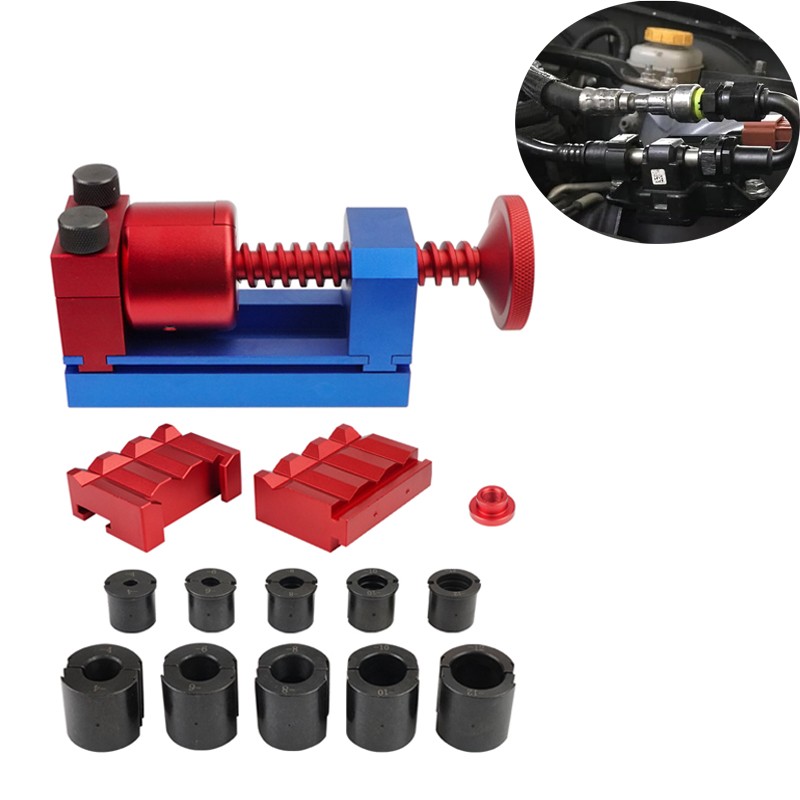 AN4-AN12 Fuel Line Fittings Installation Tool Fuel Hose Repair Tool Kit Red&Blue