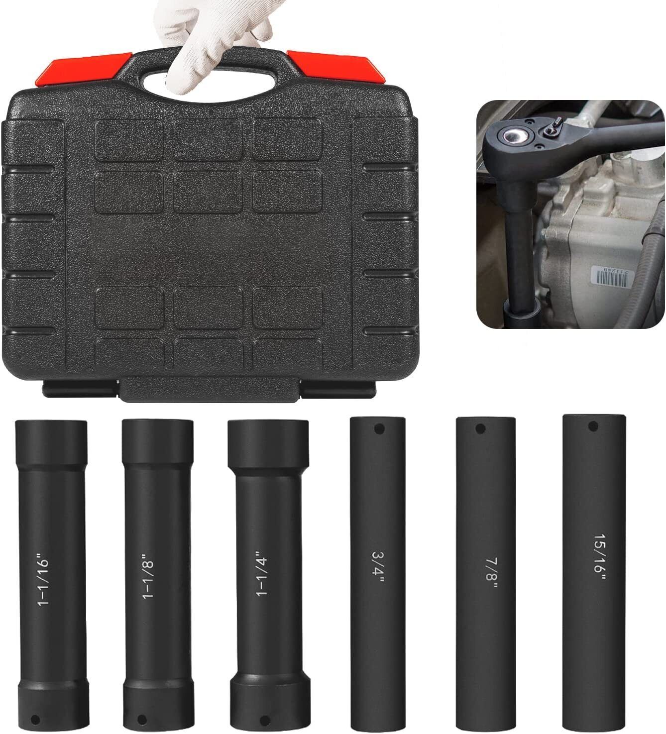 1/2» Drive Heavy Duty Extended Length Extra-Deep Length Impact Socket Set Black
