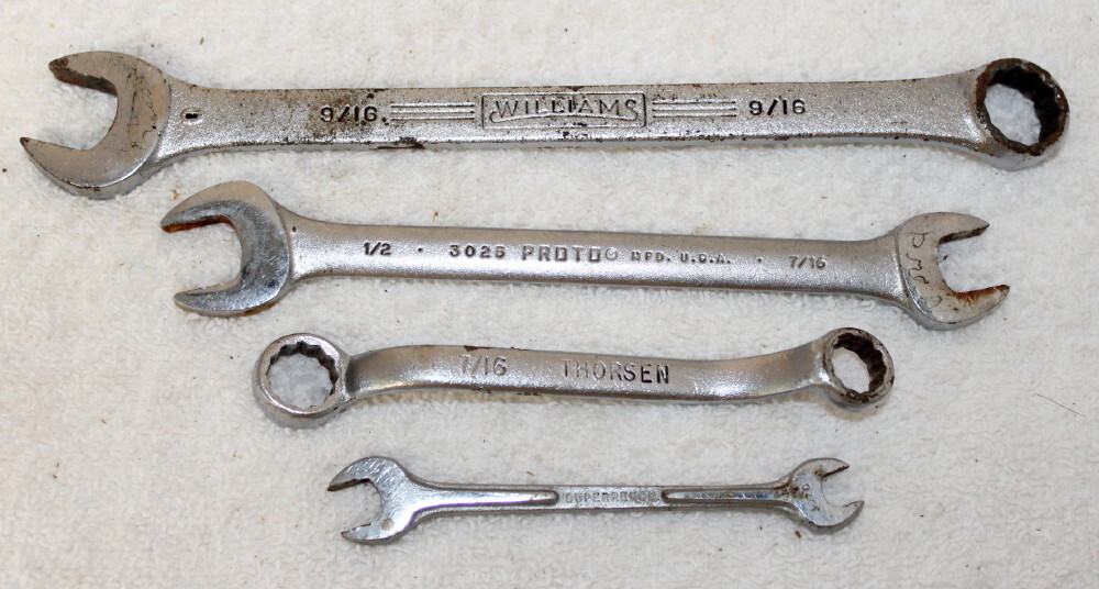 Lot of 4 Vtg Mechanics Wrenches ~ Proto 3025, Williams 1163 & 1020 Thorsen 2112