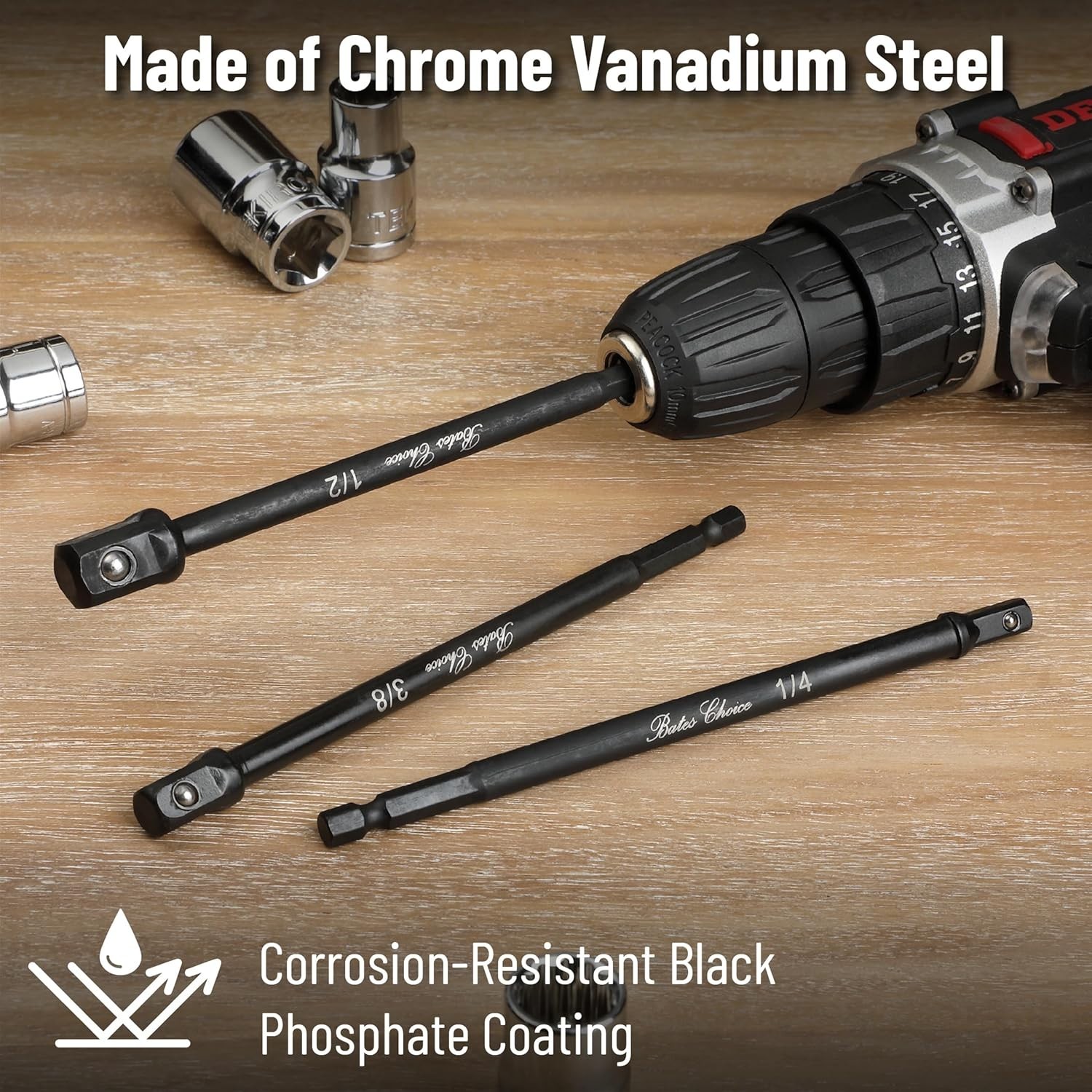 Durable 6-Inch Socket Adapter Set with Secure Fit – 1/4, 3/8, 1/2 Compatibility