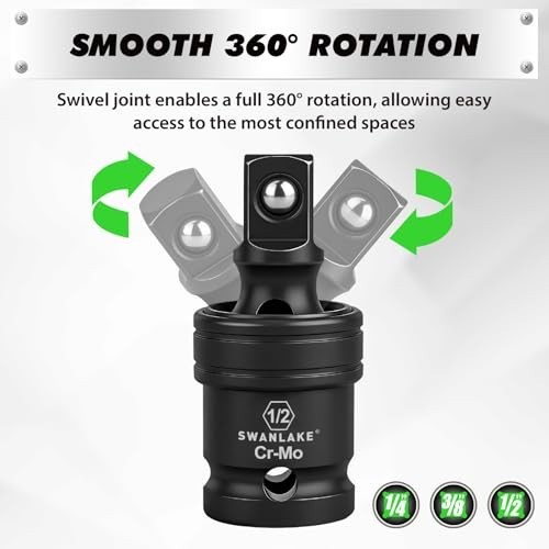 7-Piece Universal Joint Socket Adapter Set, CR-MO Steel Wobble Sockets, Magnetic