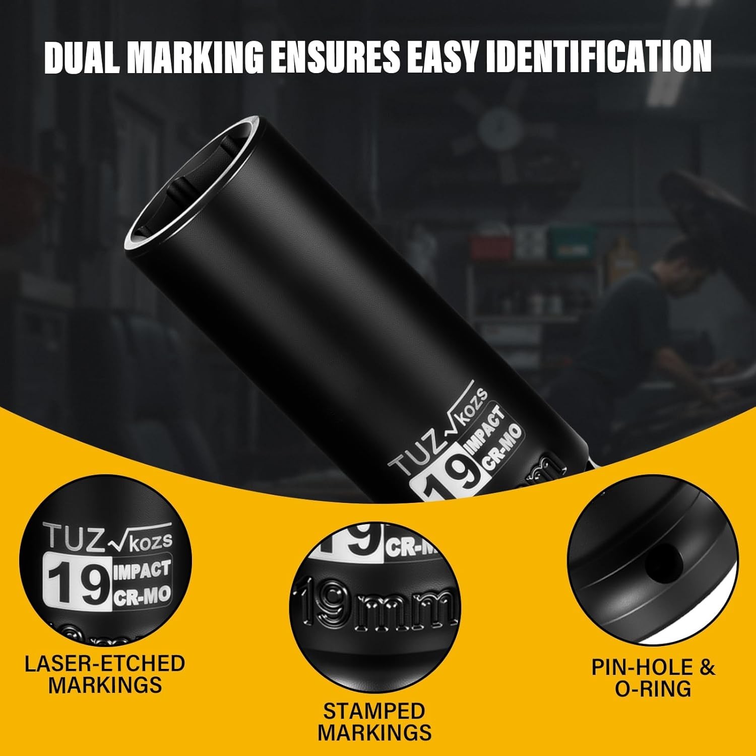 19mm Deep Impact Socket – 1/2″ Drive CR-MO, 6-Point Precision for Easy Removal