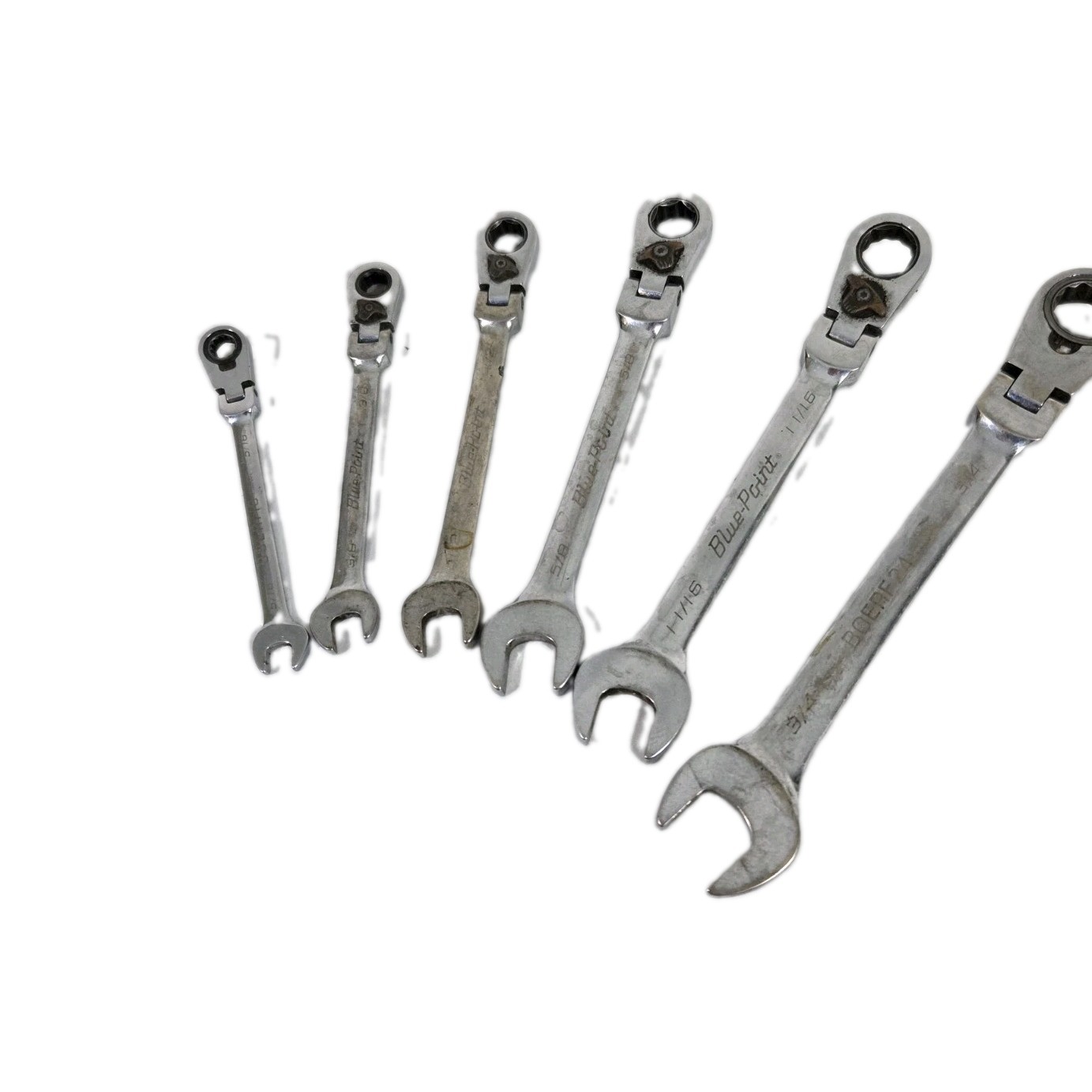 BLUE POINT 6 PC 6 Pt Standard SAE Flex Head Ratcheting Box Wrenches 5/16 To 3/4