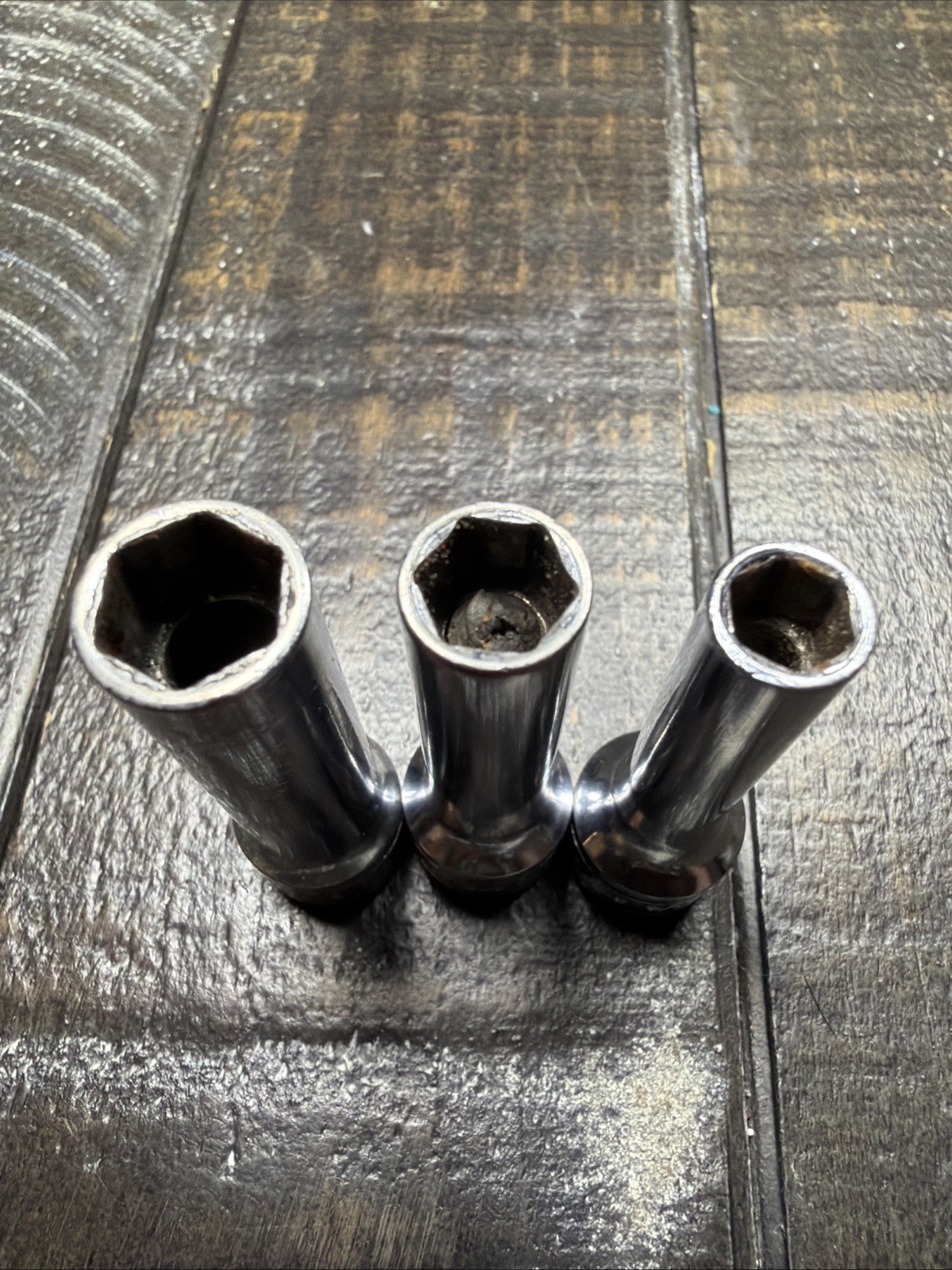 Lot Of 3 Snap On SFS081, SFS101, SFS121, 1/4, 5/16, 3/8″ Deep Socket 3/8″