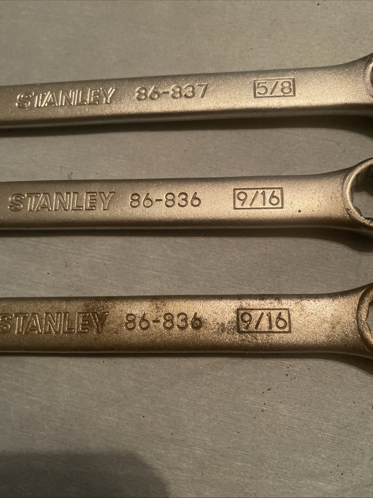 Stanley 3 Piece Set Of Wrenches. 5/8 And 9/16.