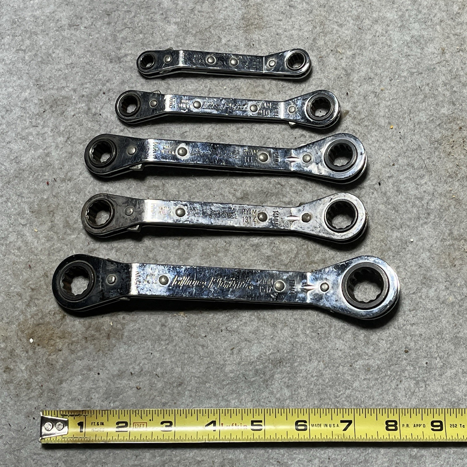 Blue Point by Snap-on Metric Offset Ratcheting Box Wrench 5 pc Set RYAM78 7-17mm