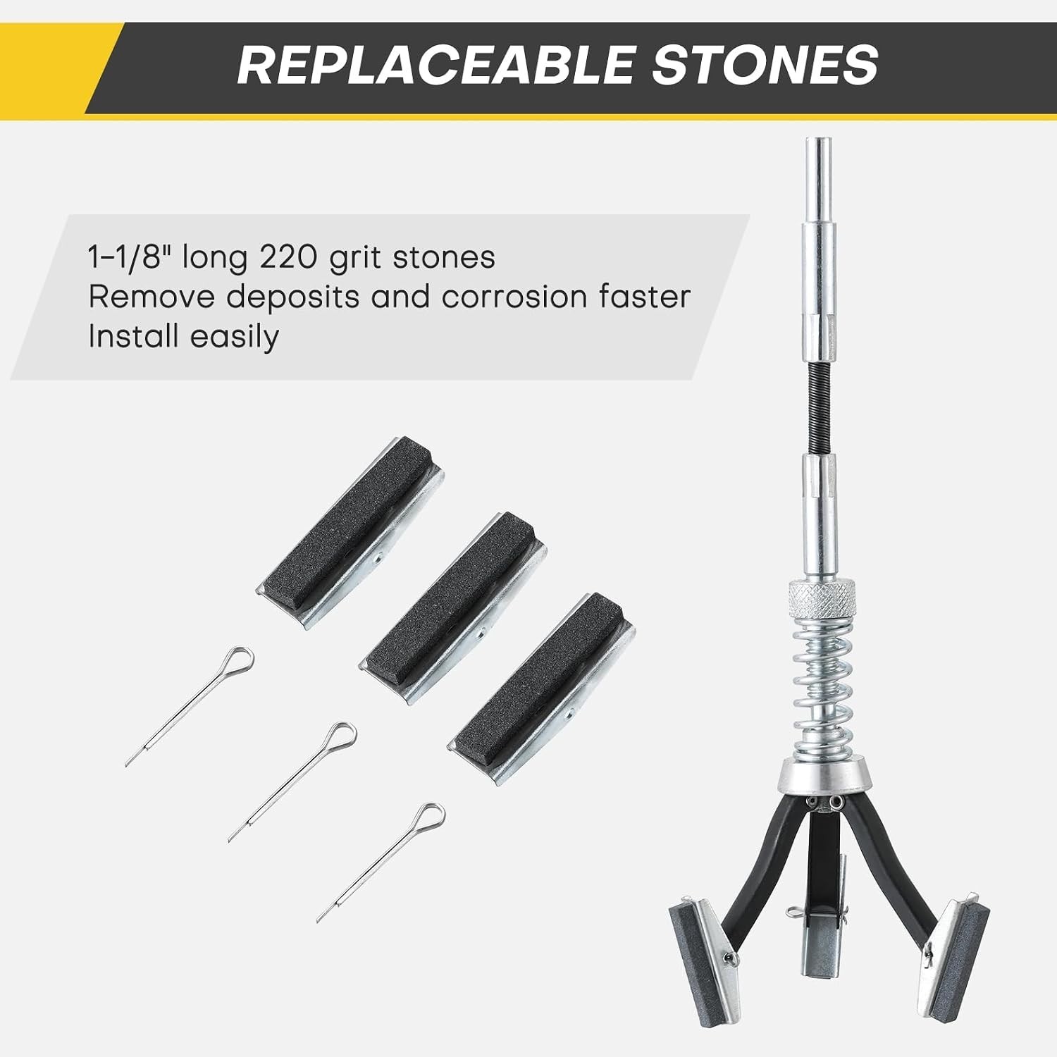 Precision Engine Cylinder Hone with 220 Grit Stones for Optimal Surface Finish