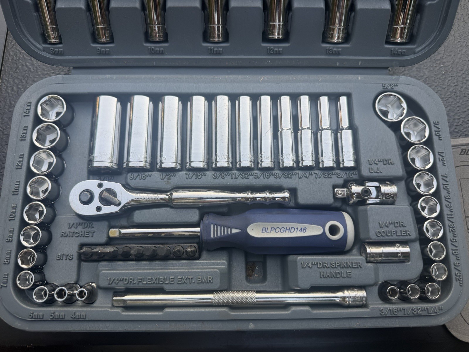 Blue-Point BLPGSS1462 General Service Set 62 PC, 1/4″ Drive, SAE/Metric