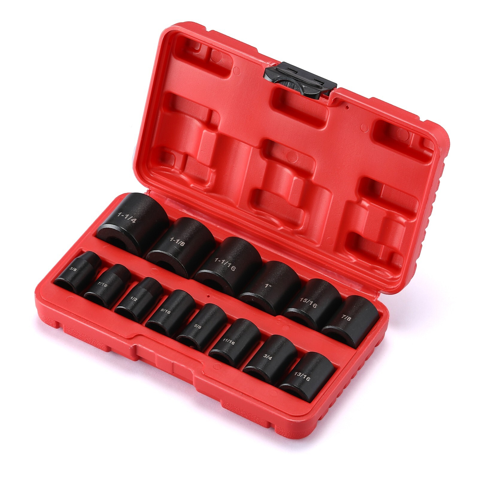 14 Pieces 1/2-Inch Drive Shallow Impact Socket Set, SAE, 6-Point, 3/8″ to 1-1/4″