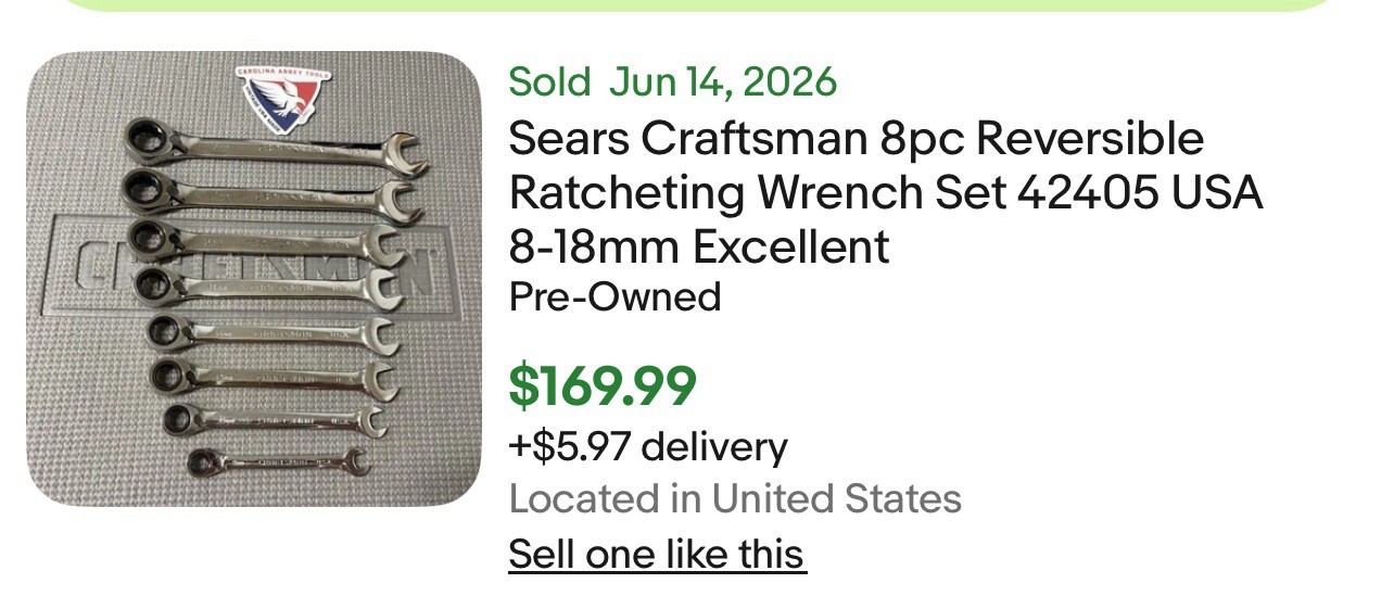 16 Piece Craftman Reversible Rachet Standard And Metric Wrenches