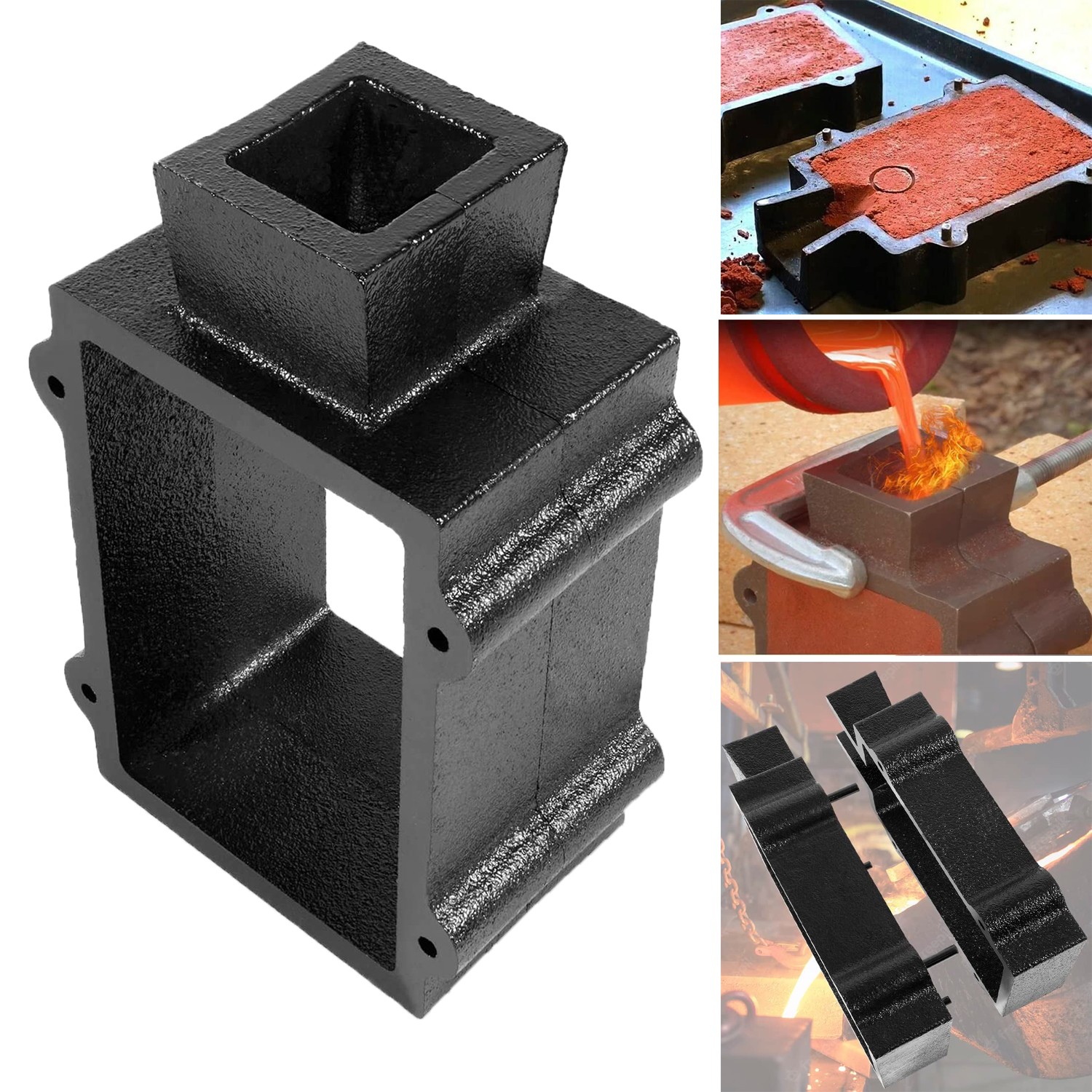 2Pcs Black Flask Mold Holder Fit for Sand Casting Metal, Jewelry & Casting Tools