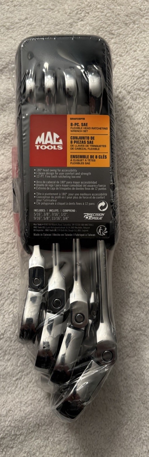 Mac Tools 8 Pc. 12 Pt. SAE Flexible Head Ratcheting Wrench Set