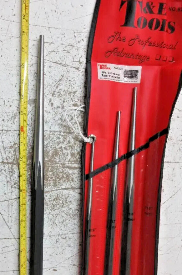 4 Piece Extra Long Taper Punch Set T&E Tools 8294