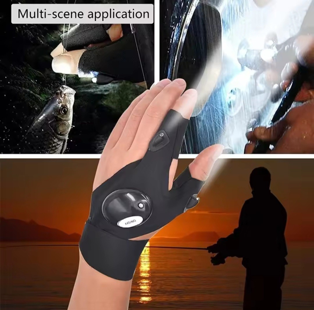 1 Pair LED Flashlight Gloves for Outdoor Fishing Camping Hiking Gloves Men Women