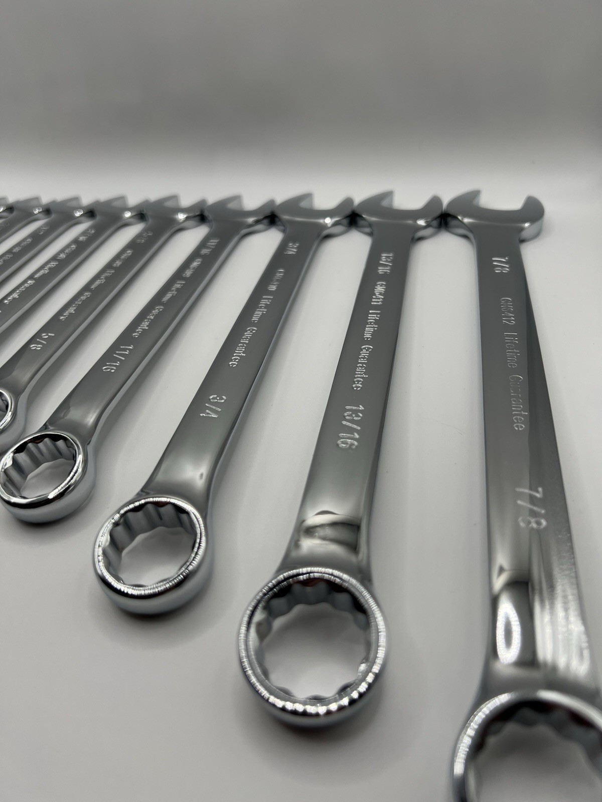 Power Torque 9pc Combination Wrench Set SAE 12 Point 3/8 to 7/8 Polished NOS
