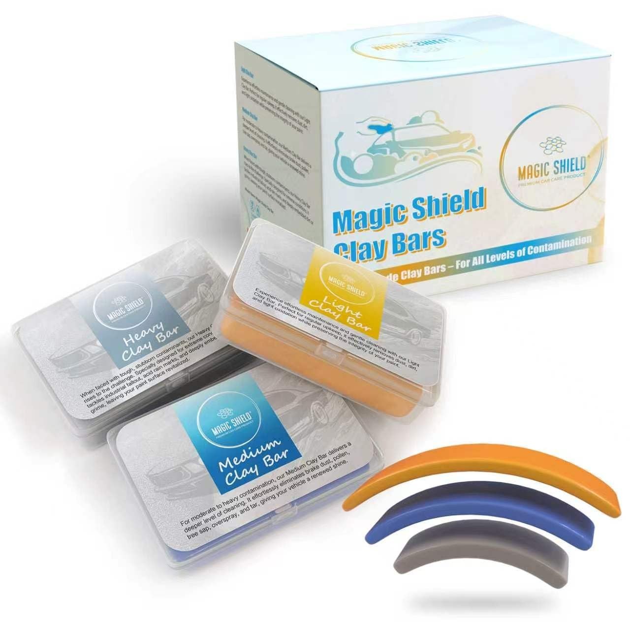 Triple Pack Clay Bars – 100g Light, Medium & Heavy-Duty for Car Detailing – Deep
