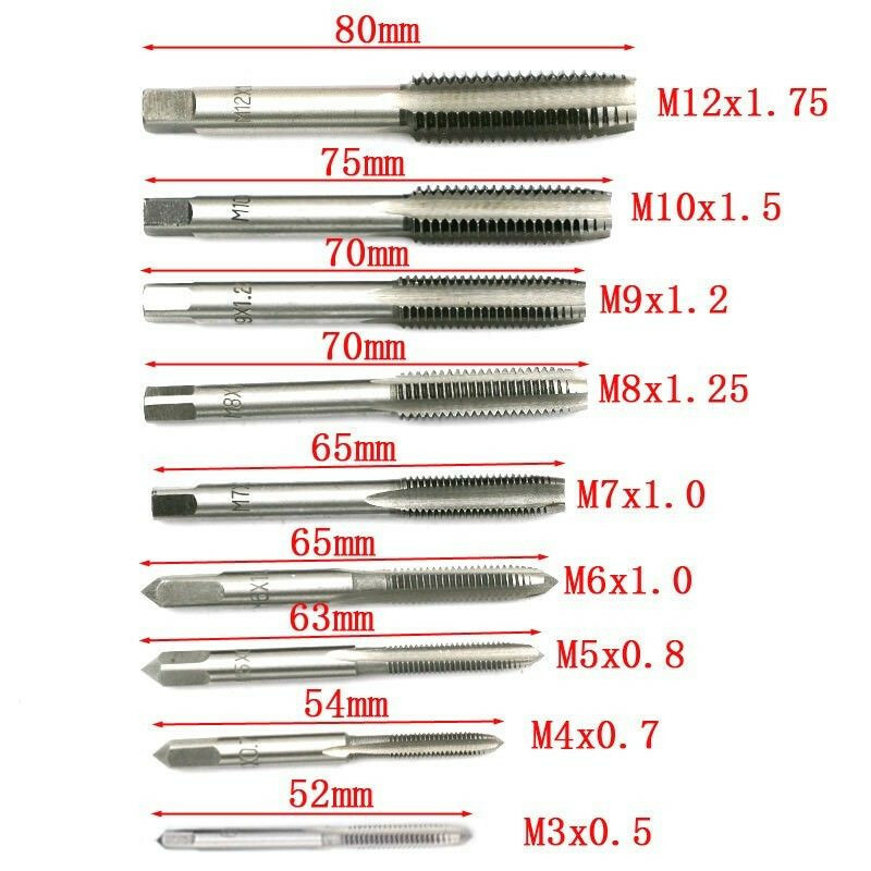 Car Screw Dies Hand Tool Plugs Metal Screw Thread Repair Taps Alloy Steel 20Pcs