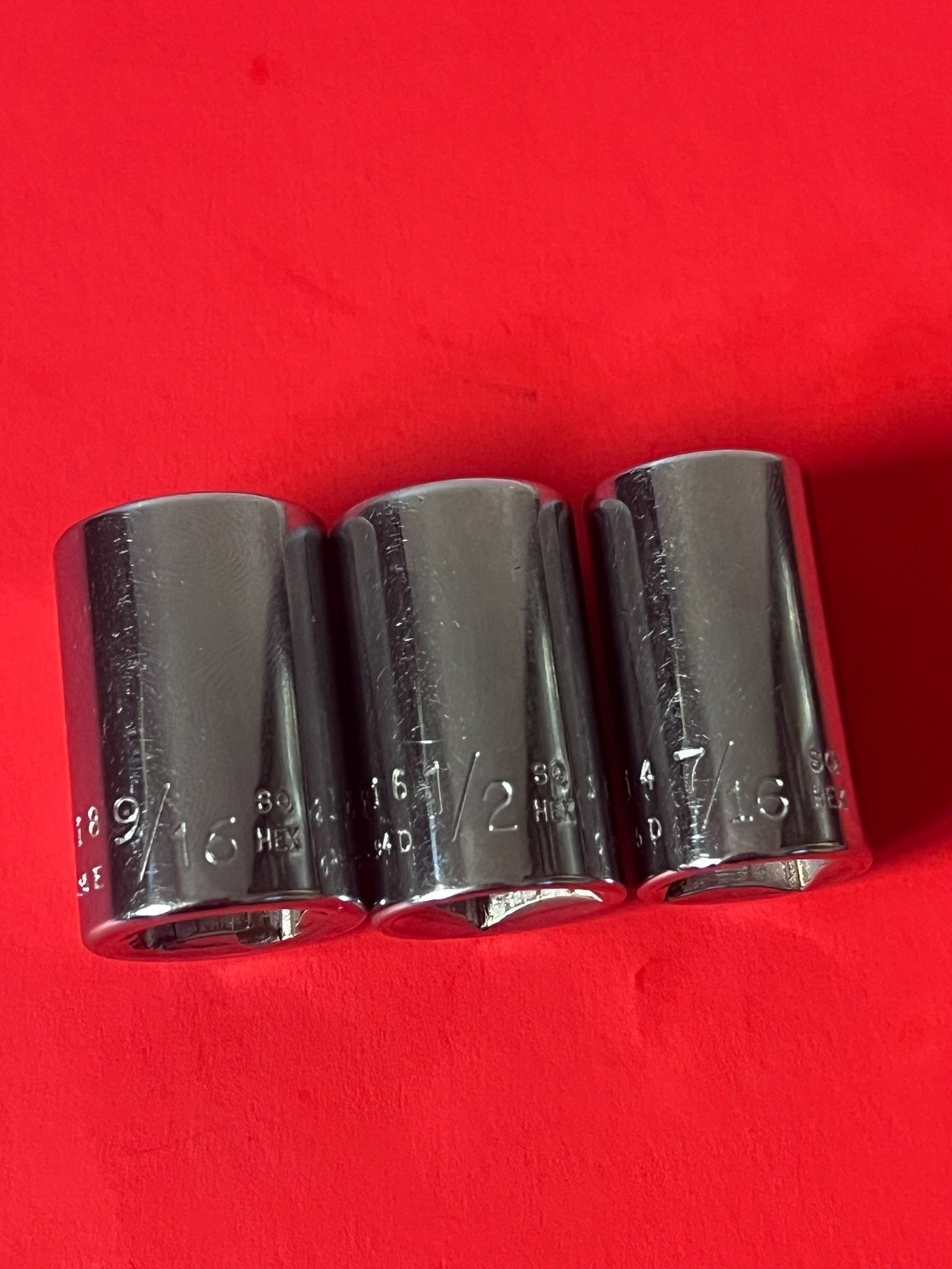 Wright Tools 1/2″ Drive 9/16-1/2-7/16 Sq Hex Sockets 4318-4316-4314