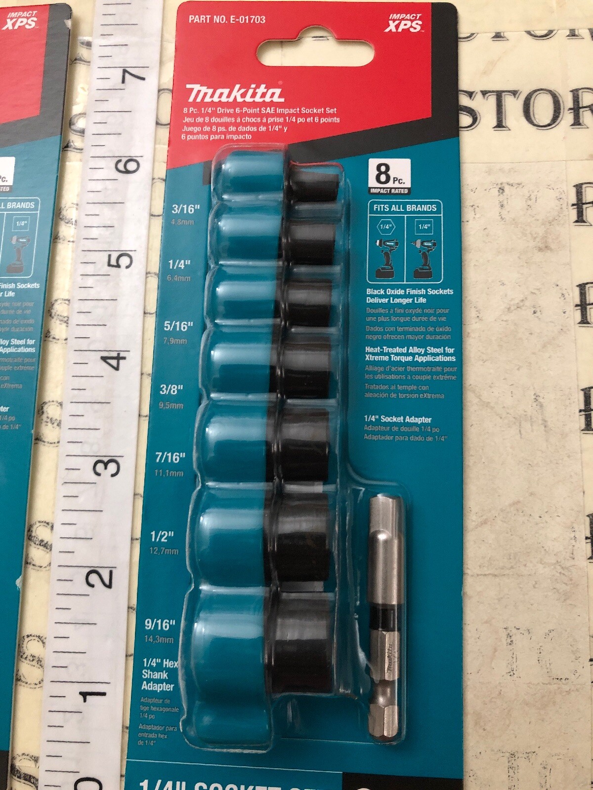 new Makita Impact Xps 1/4” Socket Set Metric+Sae 6 Point Drive Total 16 Pc.