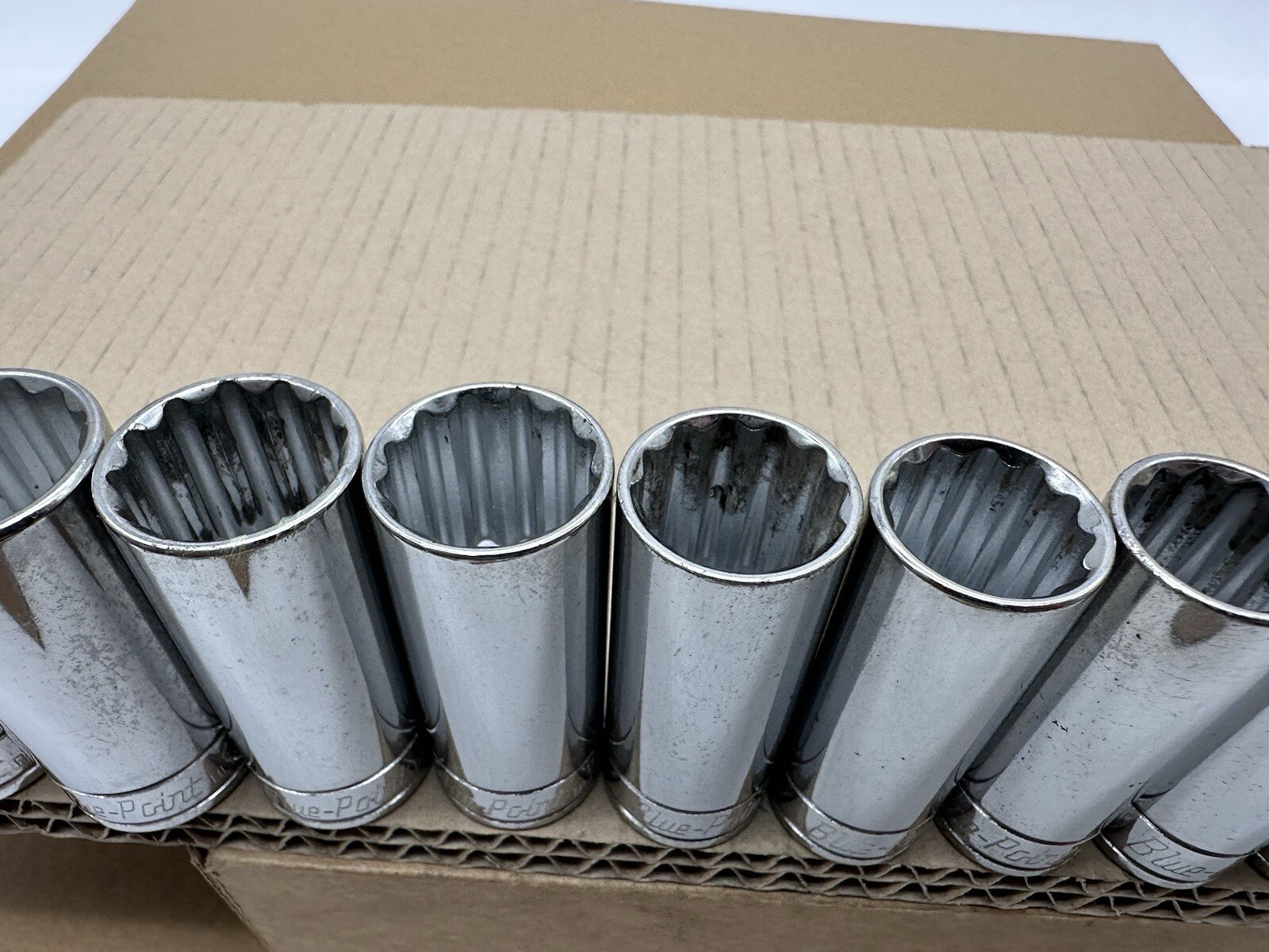 Blue-Point 3/8″ Drive 12 Point 15 Piece Deep Long Socket Set 10mm-24mm VGUC