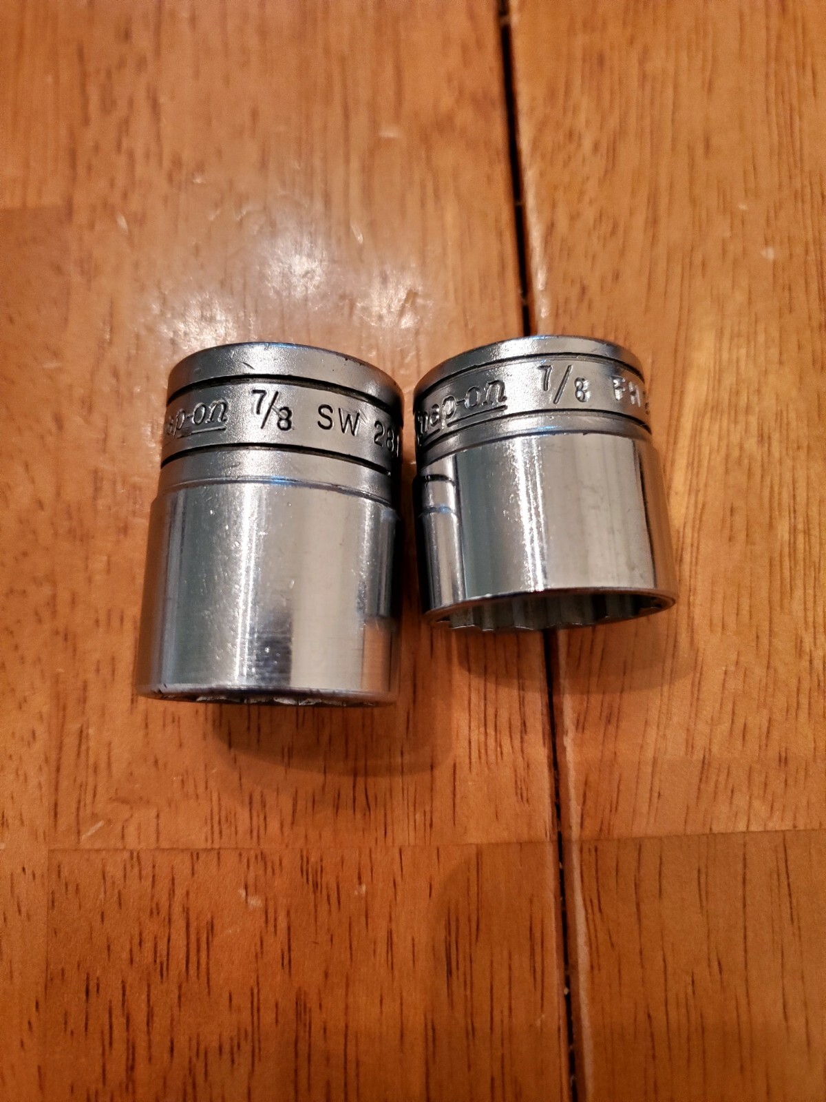 Snap On 3/8″ 1/2″ Drive 7/8″ 12PT SAE Shallow Chrome Sockets Lot Of 2