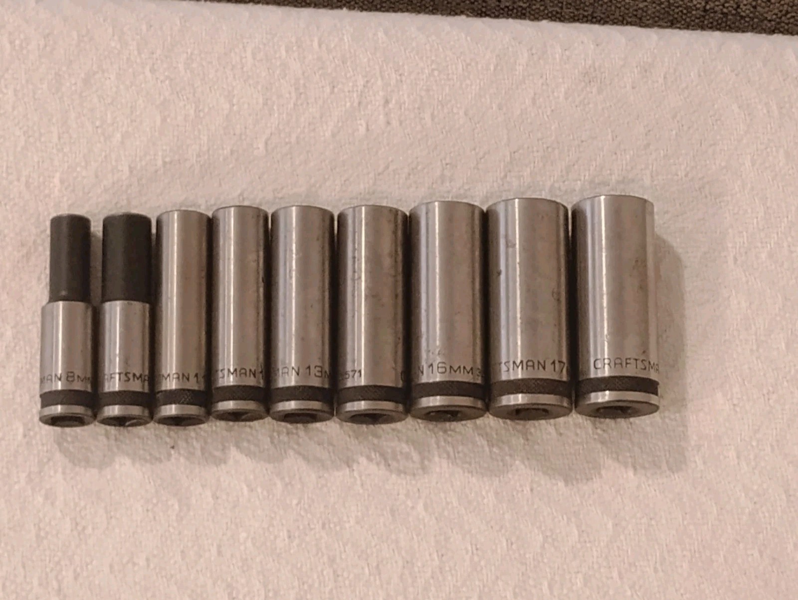 Rare Craftsman 3/8 Drive 9 Piece Metric Spline Socket Set Industrial Finish