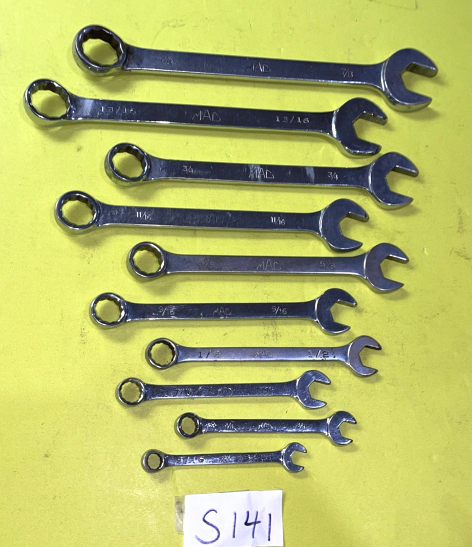 MAC TOOLS 10 PIECE SAE. STANDARD COMBINATION WRENCH SET 12 POINT 5/16 TO 7/8
