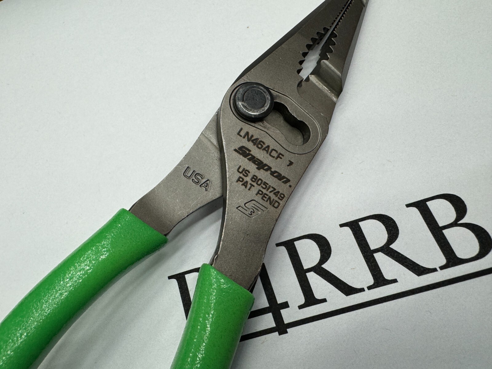 Snap-on Tools USA NEW STYLE GREEN 7″ Long Nose Slip Joint COMBO Pliers LN46ACFG