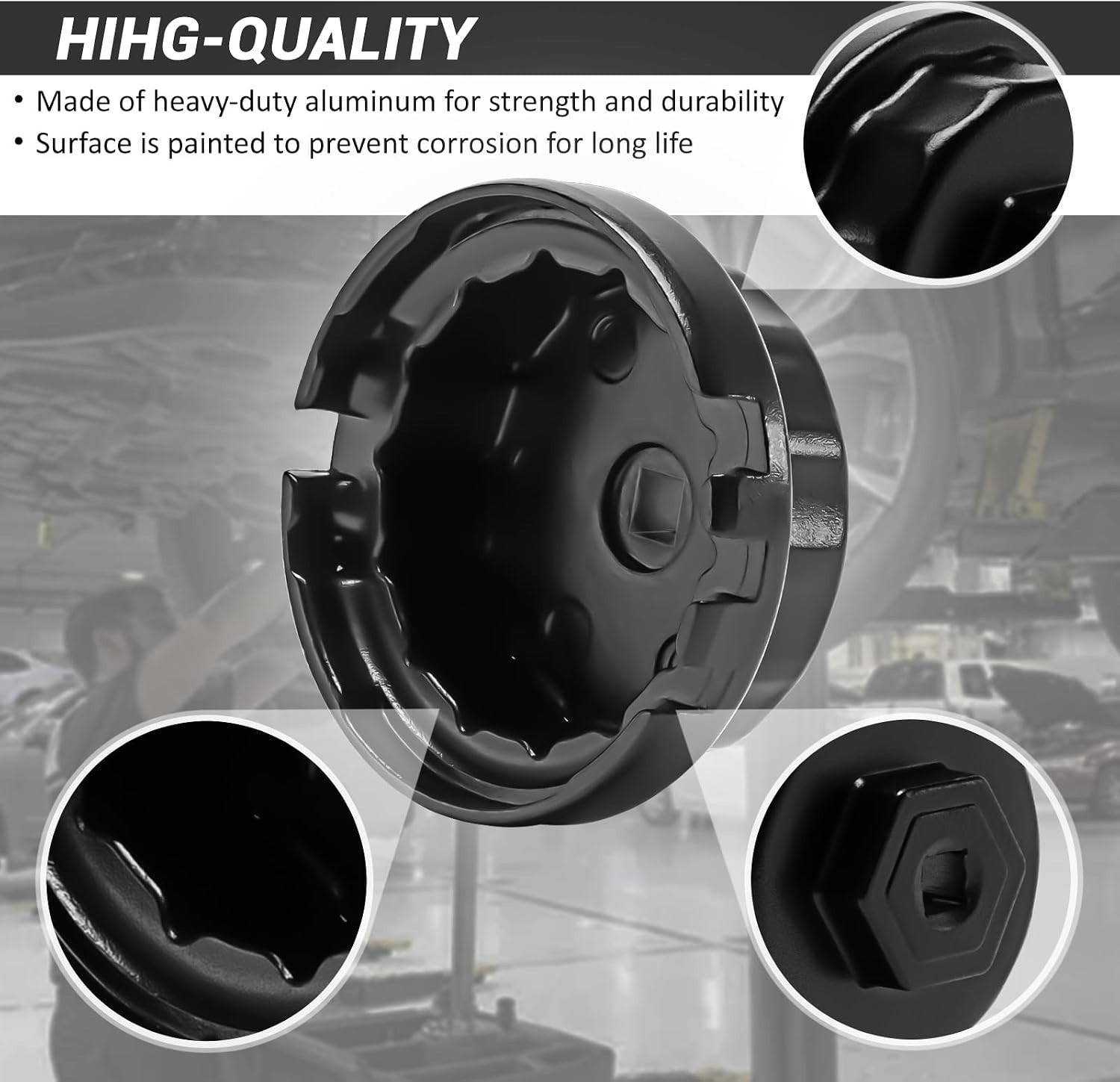 64mm Oil Filter Wrench Removal Tool Socket, 14 Flutes/4 Slots | Compatible wi…