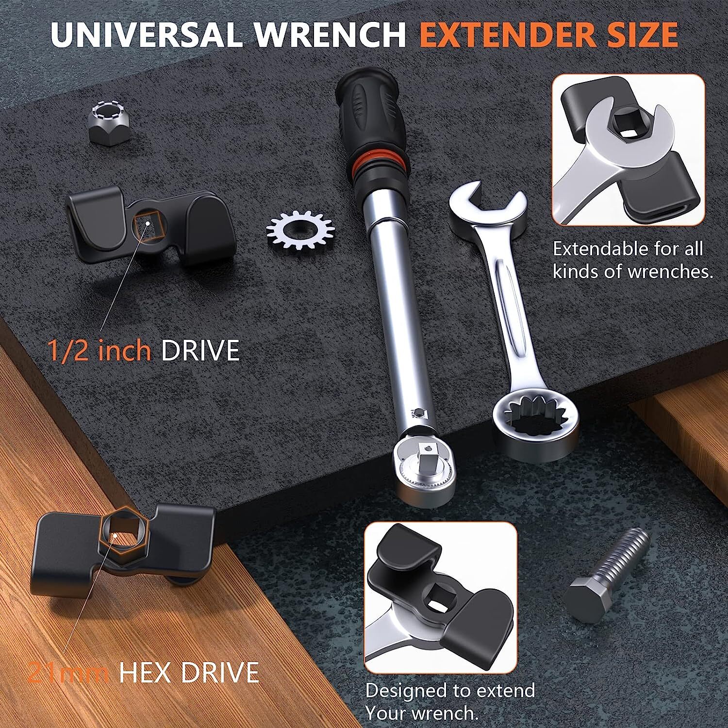 For 1/2 Inch Drive Wrench Extend More Leverage Universal Wrench Extender Adapto