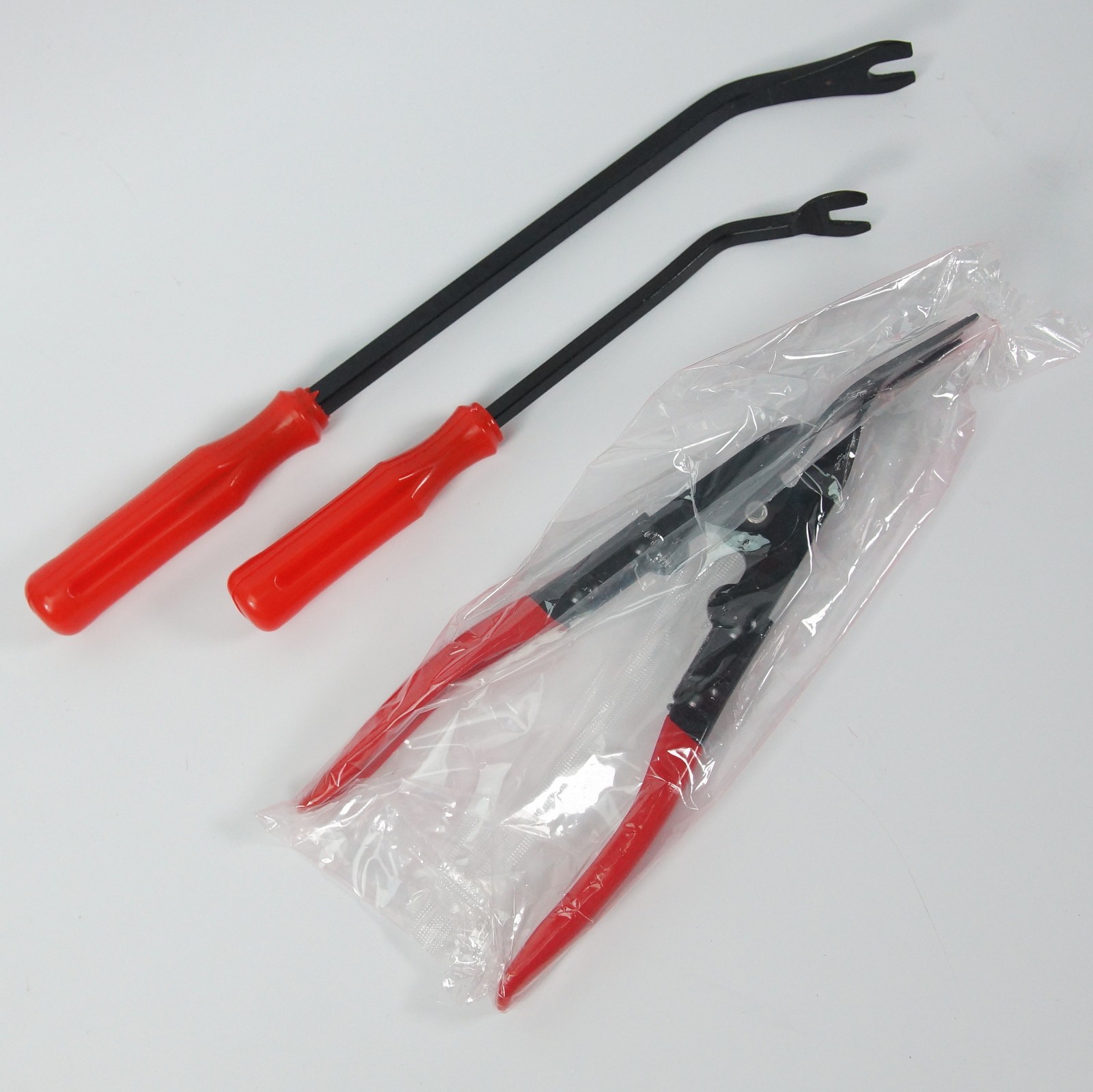 3Pcs Auto Clip Pliers Set Fastener Remover Car Trim Rivet Removal Pry Tools Red