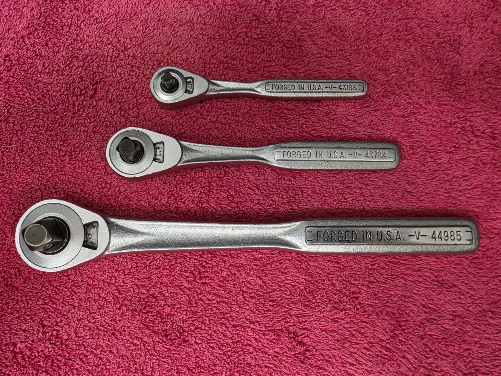 Vintage Craftsman Forged In USA Set Of 1/4, 3/8, And 1/2 Ratchets
