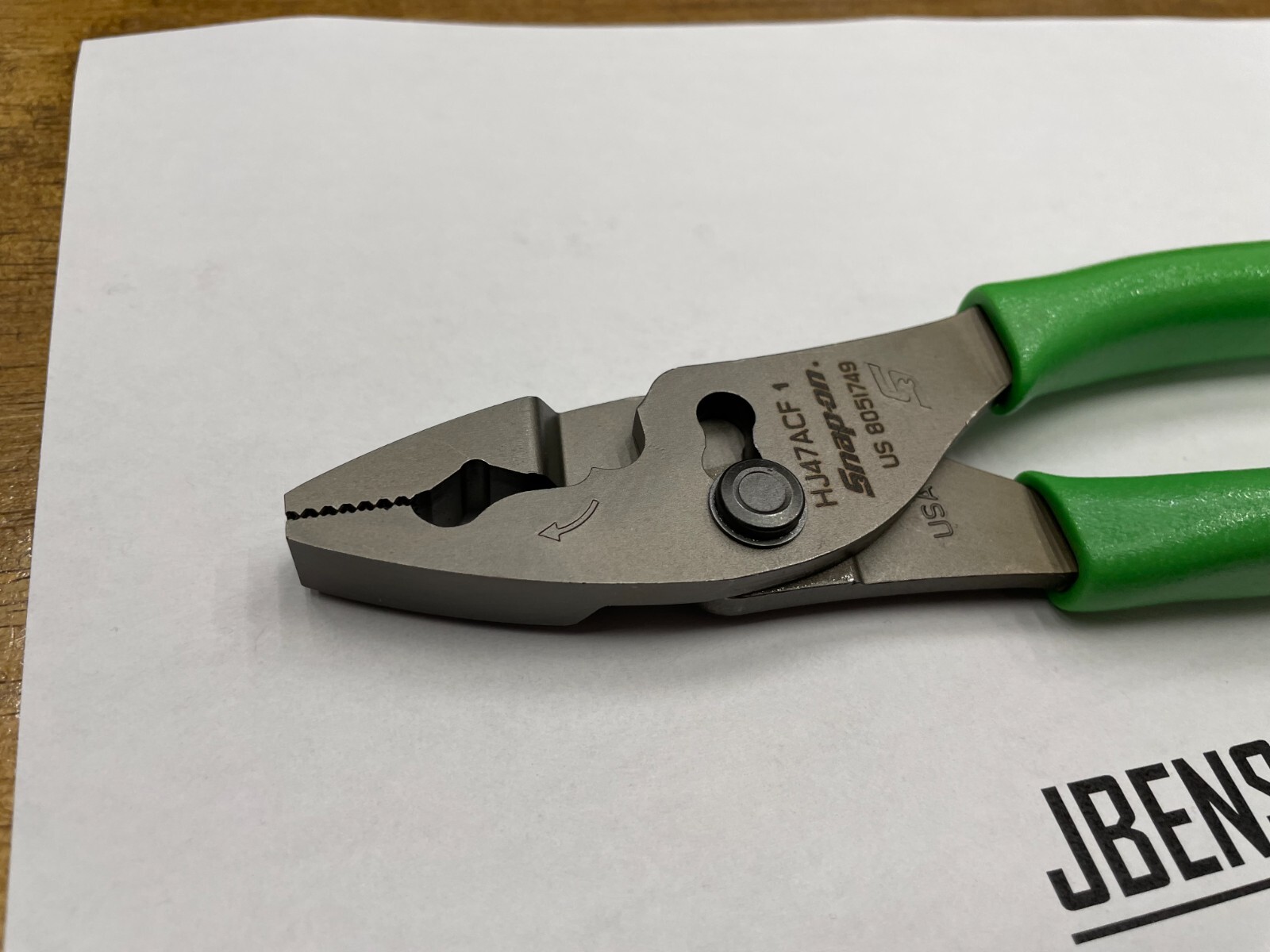 Snap-on Tools NEW GREEN 8″ Talon Soft Grip FlankJaw Slip-Joint Pliers HJ47ACFG