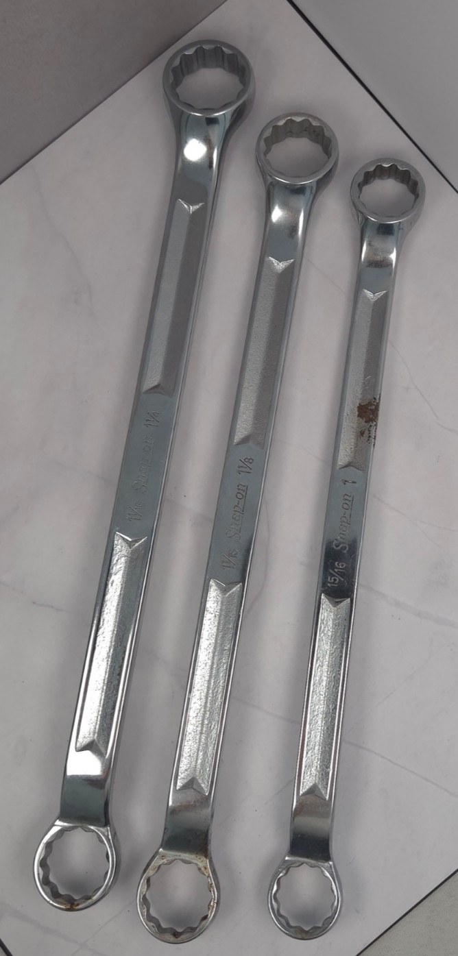 Vintage Snap On Box End Wrenches (3) XV3032; XV3436; XV3044 12pt. with Offset